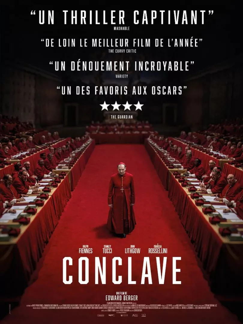 Affiche du film Conclave au Cinéma LUX - ressortie du film à l'occasion du Conclave 2025 pour le pape François, mort le 21 avril 2025