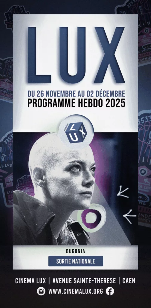 Couverture du programme du Cinéma LUX de Caen avec Bugonia pour la soirée Illuxminati 2025