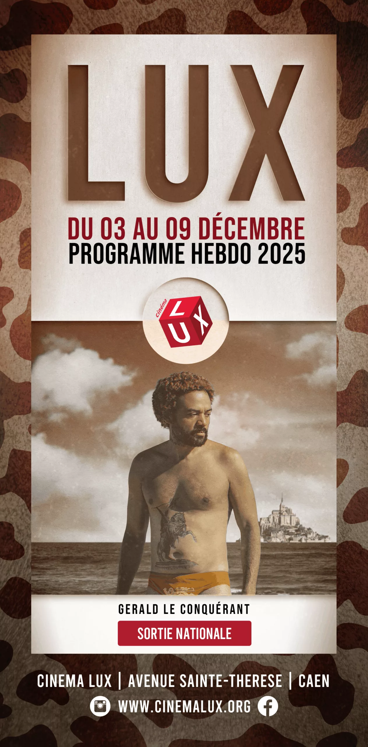 Couverture du programme Gérald le conquérant au Cinéma LUX de Caen en décembre 2025